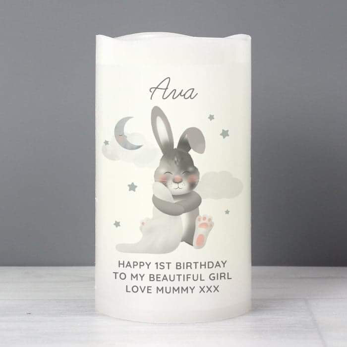 Personalised Baby Bunny LED Candle - Myhappymoments.co.uk