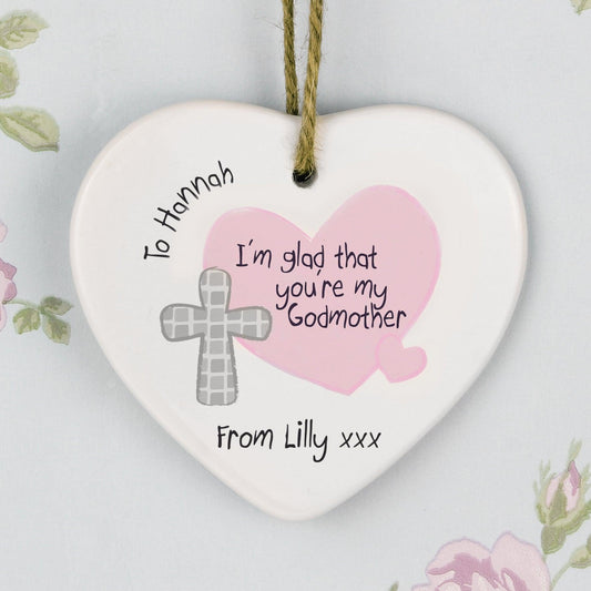 Personalised Godmother Ceramic Heart Decoration