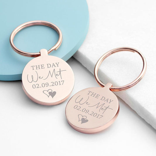 Personalised Day We Met Keyring - Rose Gold