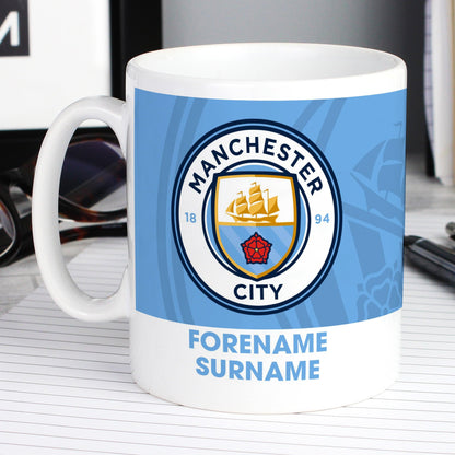 Personalised Manchester City FC Bold Crest Mug