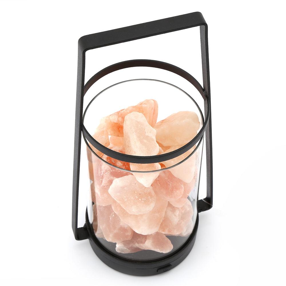 Black LED Salt Lamp Lantern