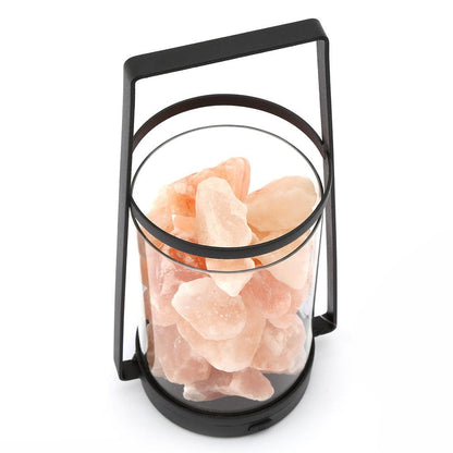 Black LED Salt Lamp Lantern