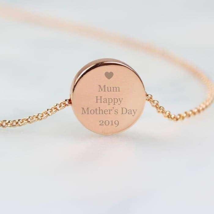 Personalised Heart Rose Gold Toned Disc Necklace - Myhappymoments.co.uk