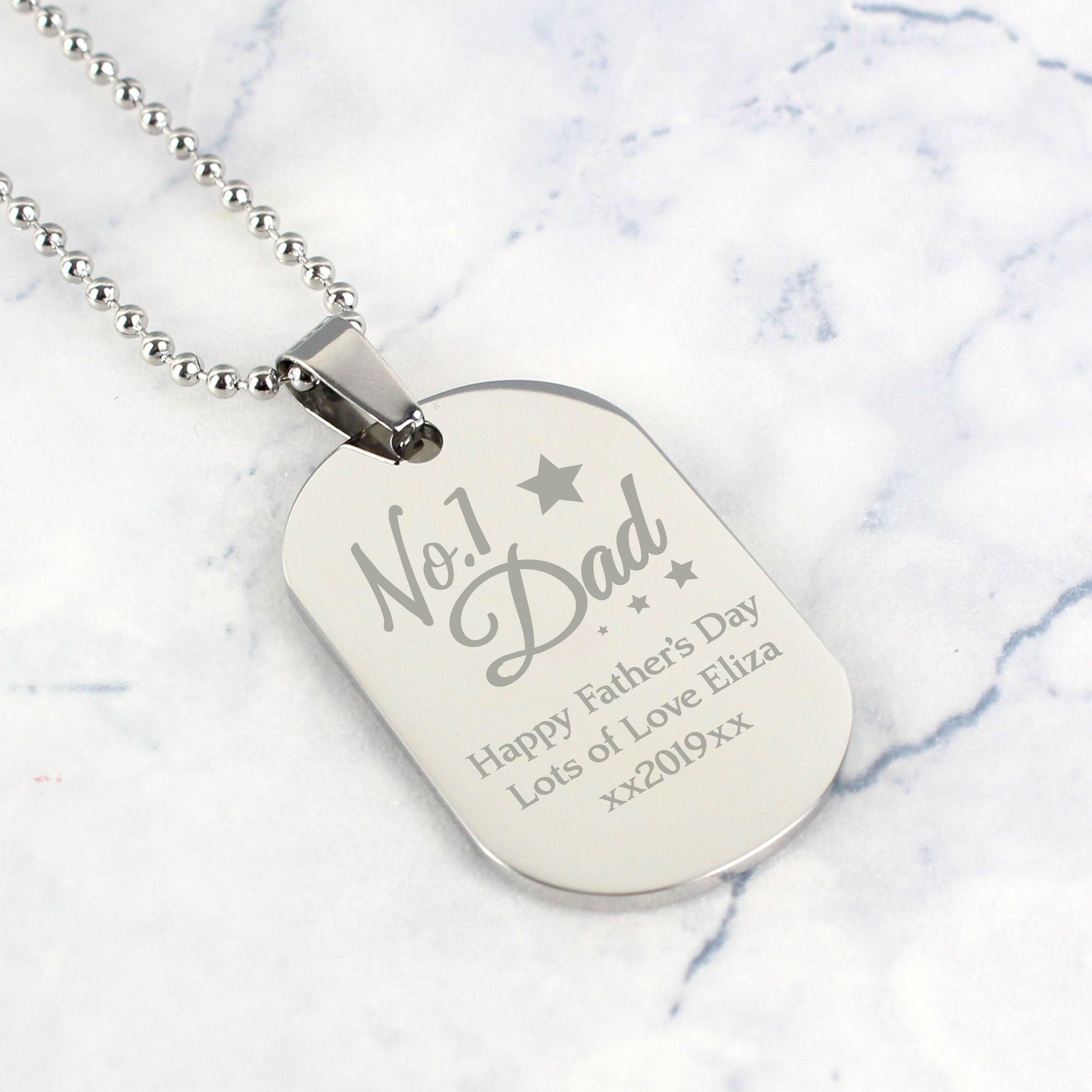 Personalised No.1 Dad Dog Tag Necklace - Myhappymoments.co.uk