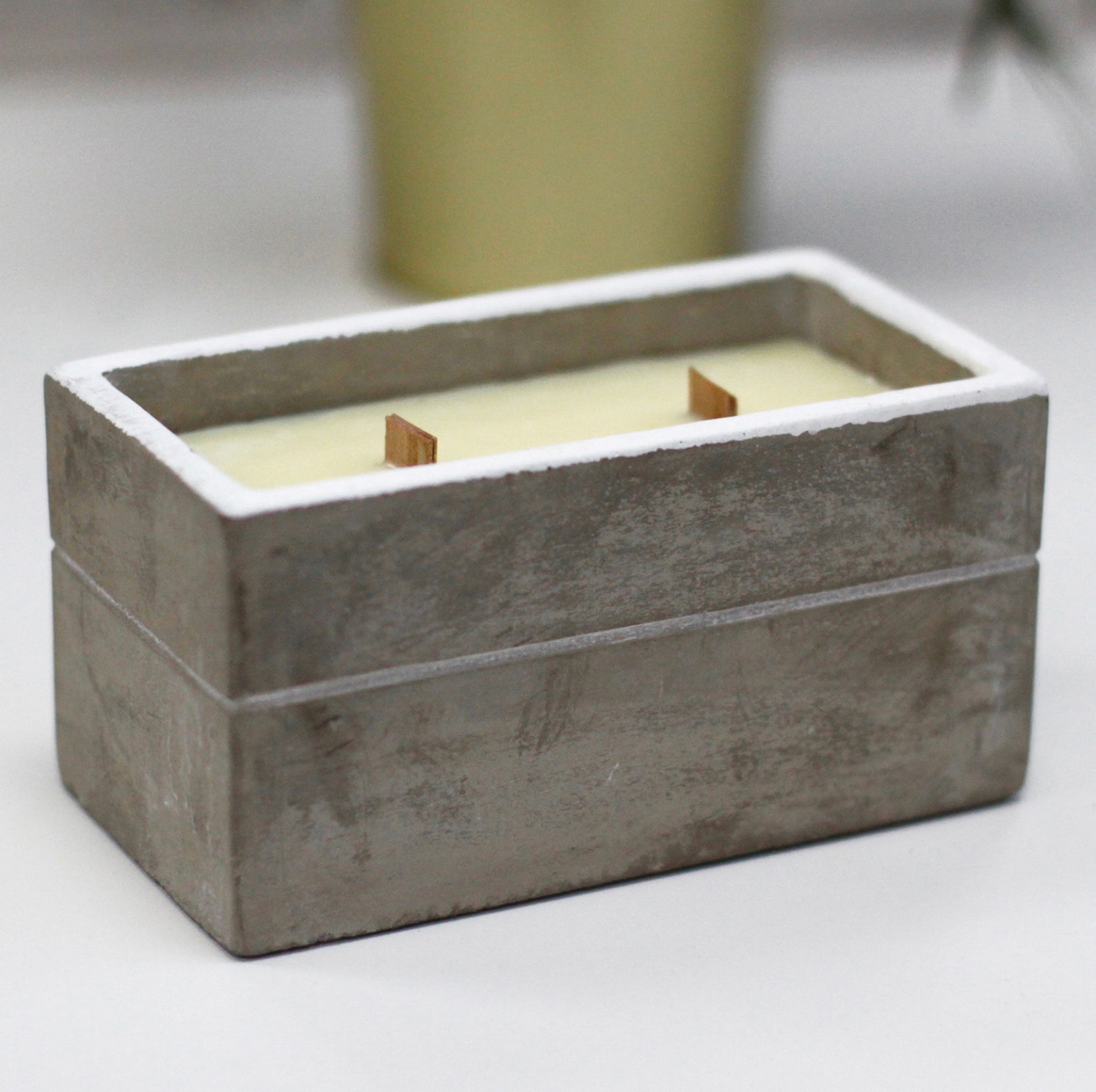 Concrete Wooden Wick Large Candle Box - Spiced South Sea Lime