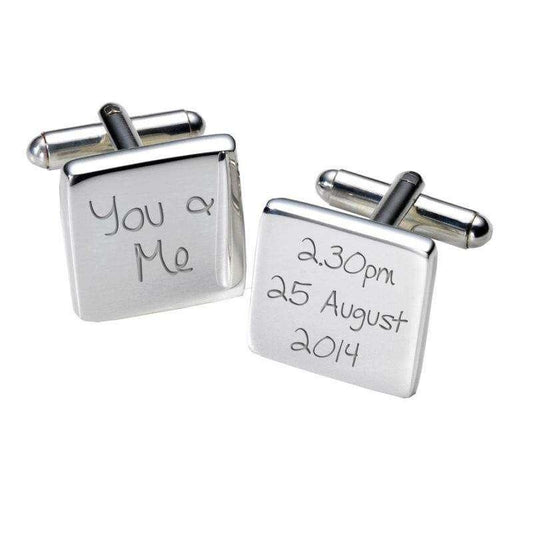 You & Me Engraved Cufflinks - Square - Myhappymoments.co.uk