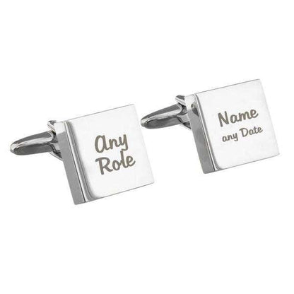 Personalised Wedding Role Square Cufflinks - 2 line - Myhappymoments.co.uk