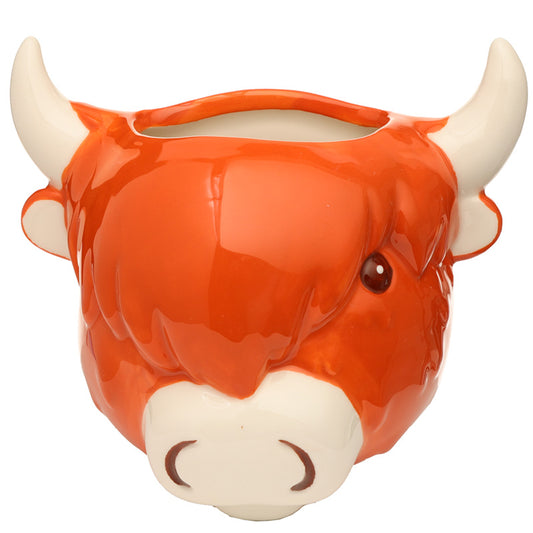 Ceramic Highland Coo Cow Head Wall Planter/Plant Pot