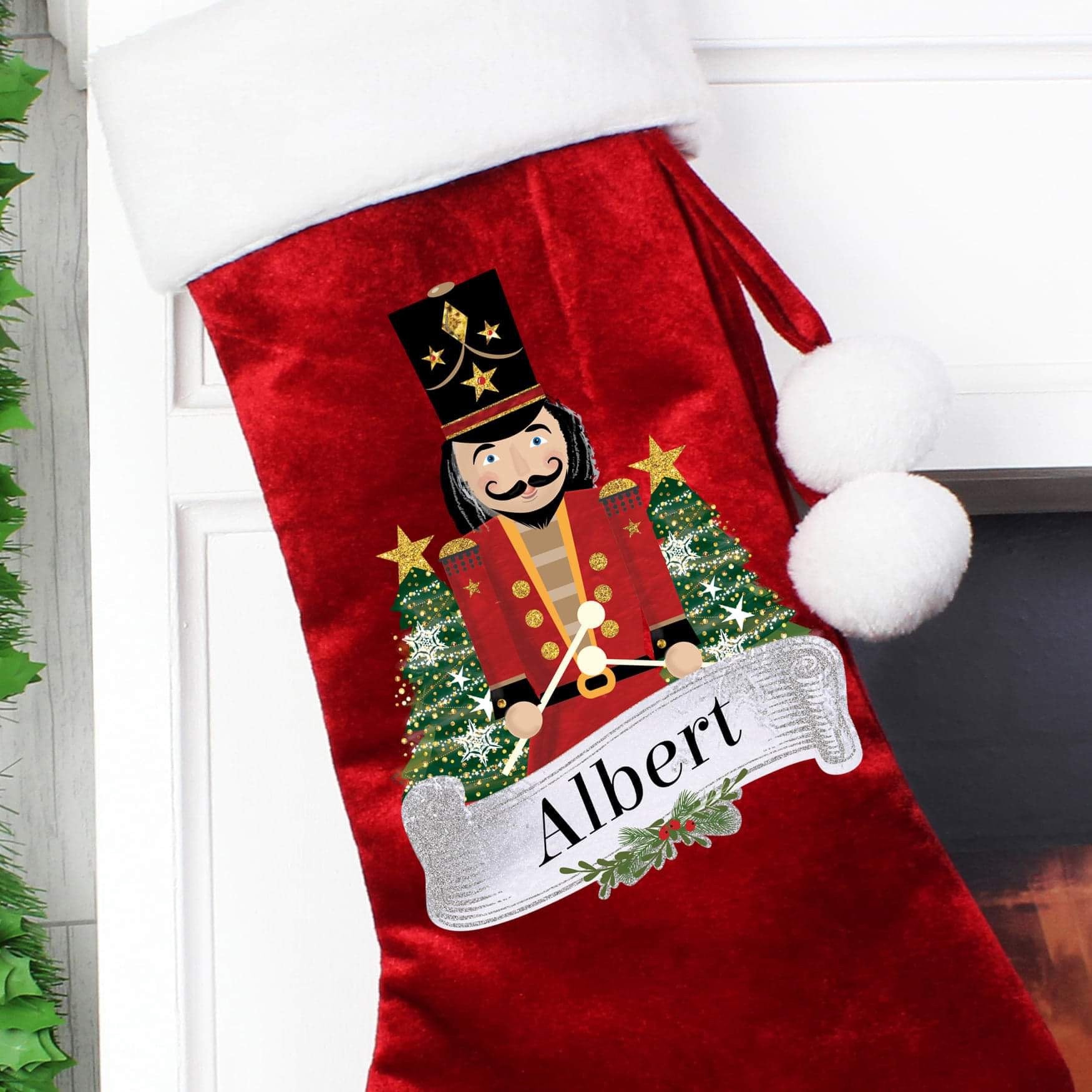 Personalised Red Nutcracker Christmas Stocking