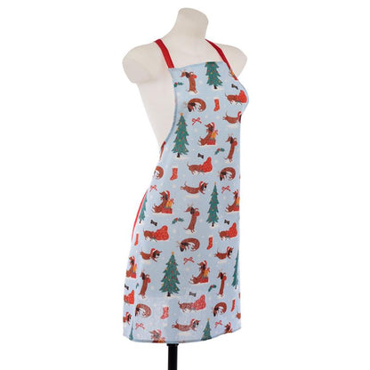 Poly Cotton Apron - Christmas Dachshund Through The Snow