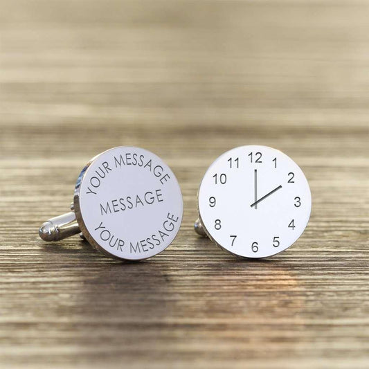 Personalised Special Time Clock Message Cufflinks - Myhappymoments.co.uk