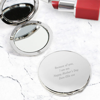 Personalised Silver Round Compact Mirror - Myhappymoments.co.uk