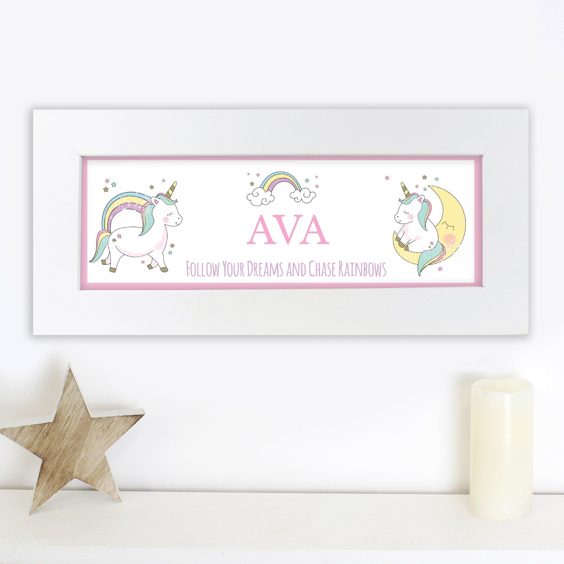 Personalised Baby Unicorn Name Frame - Myhappymoments.co.uk