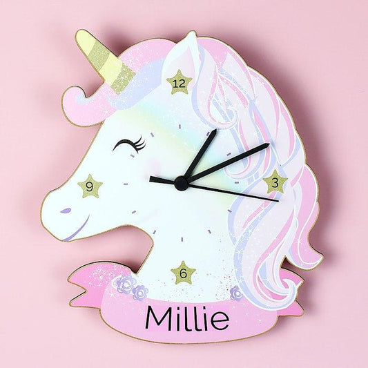 Personalised Unicorn Shape Wooden Clock