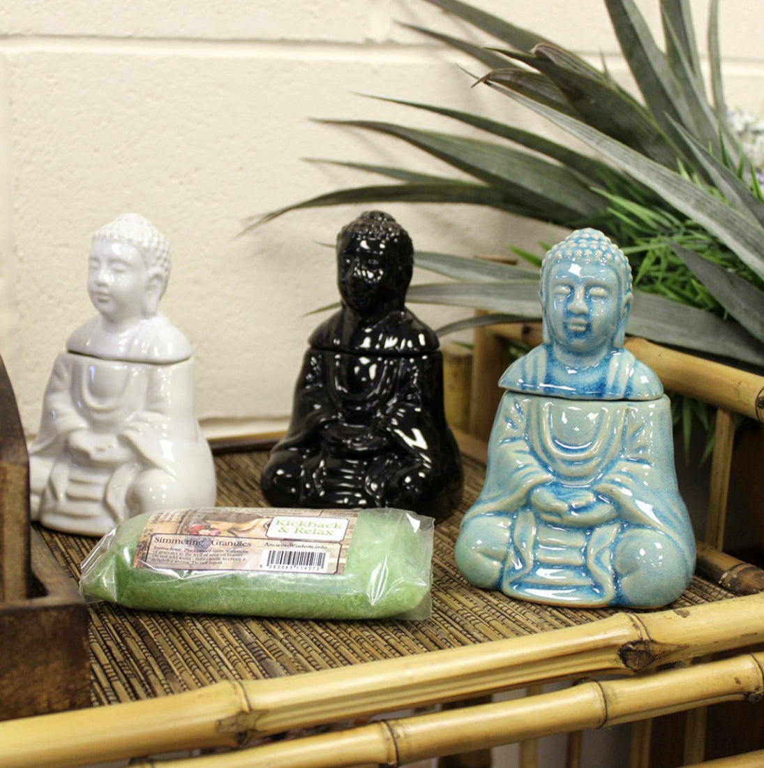 Sitting Buddha Oil Burner - Blue