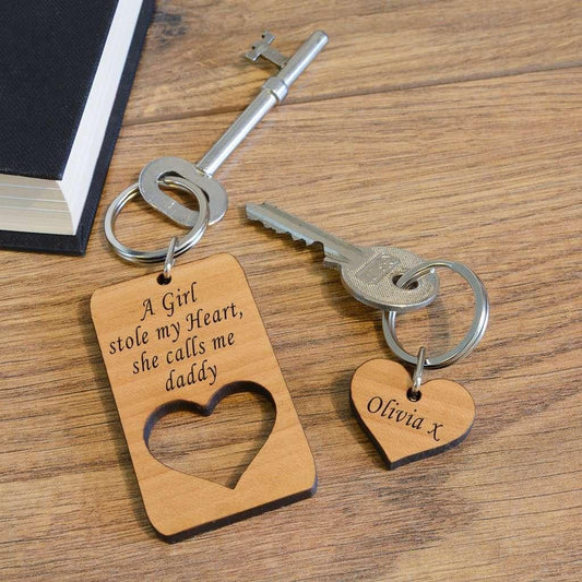 Personalised A Girl Stole My Heart She Calls Me Daddy Keyring