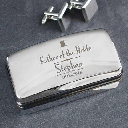 Personalised Decorative Wedding Father of the Bride Cufflink Box - Myhappymoments.co.uk