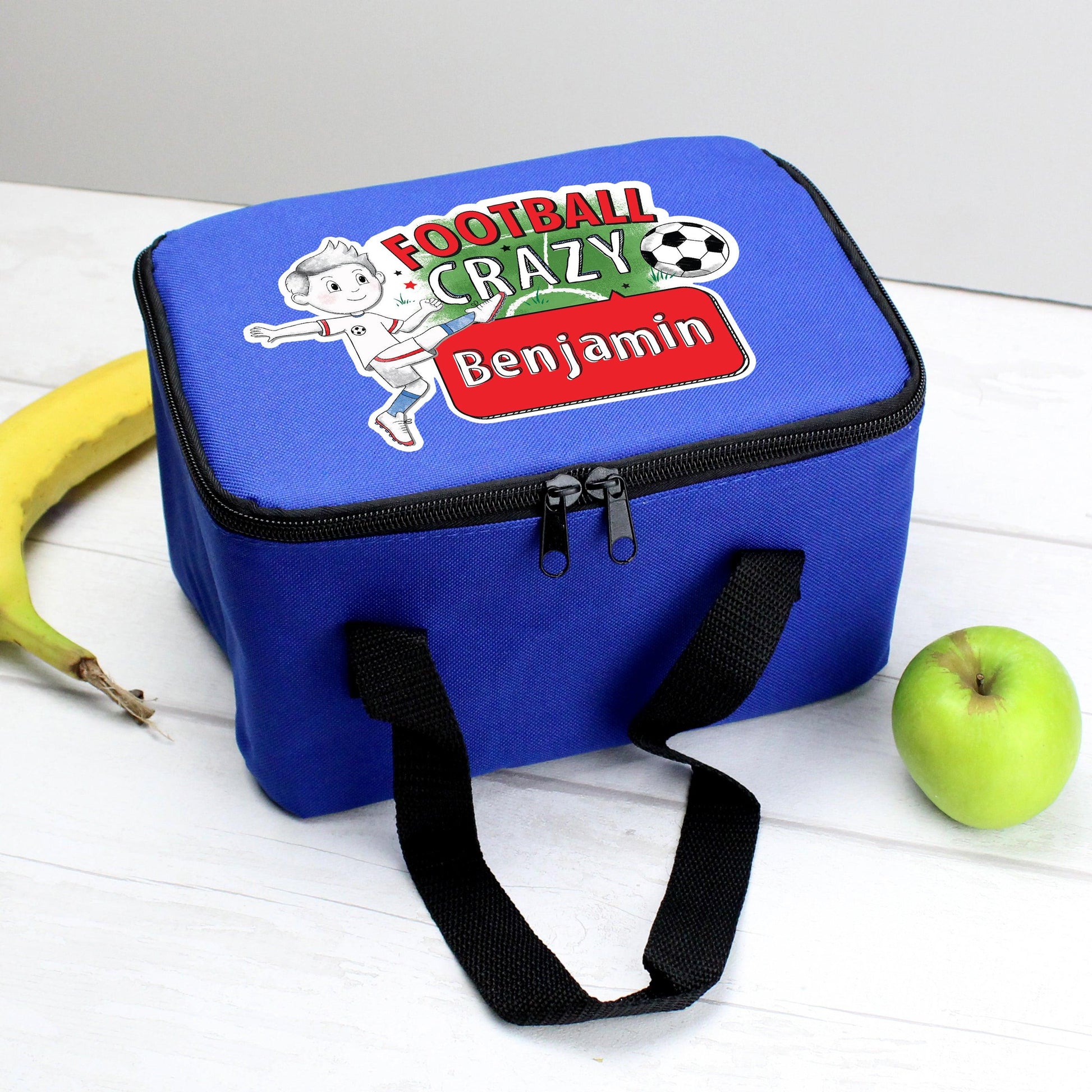 Personalised Football Crazy Blue Lunch Bag