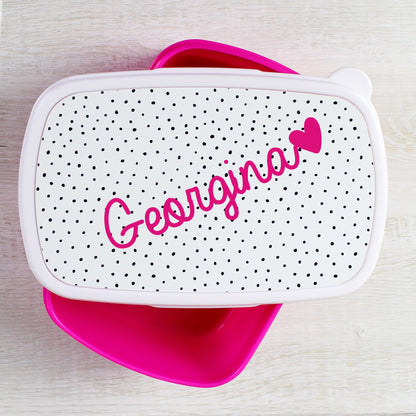 Personalised Pink Heart Pink Lunch Box