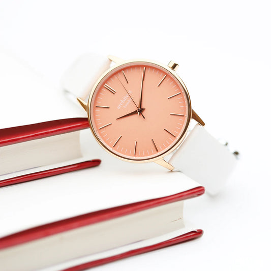 Personalised Ladies Architect Coral Watch With White Strap