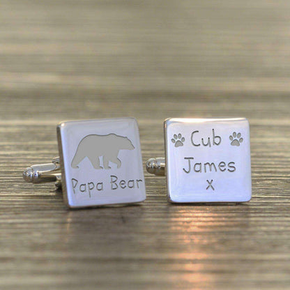 Personalised Papa Bear Cufflinks - Myhappymoments.co.uk