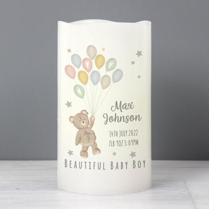 Personalised Teddy & Balloons Nightlight LED Candle