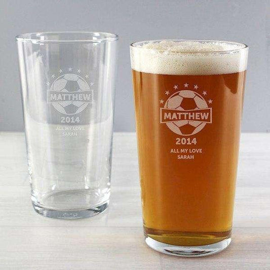 Personalised Football Pint Glass - Myhappymoments.co.uk