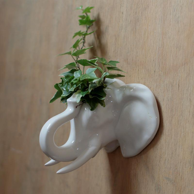 Ceramic Elephant Head Wall Planter