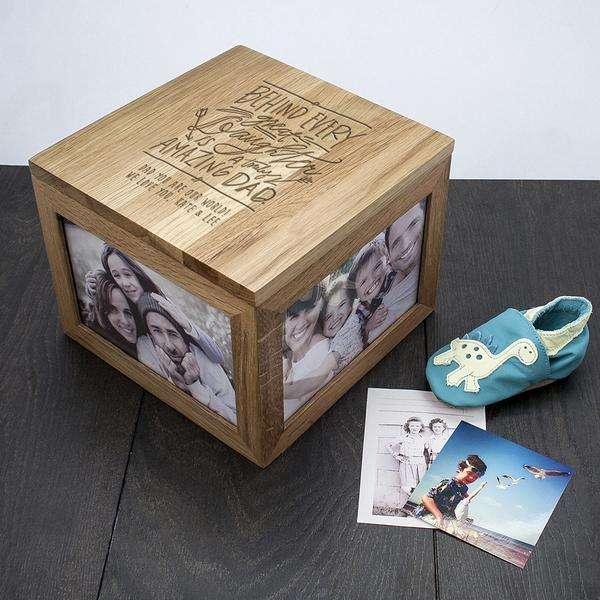 Personalised A Truly Amazing Dad Oak Photo Keepsake Box - Myhappymoments.co.uk