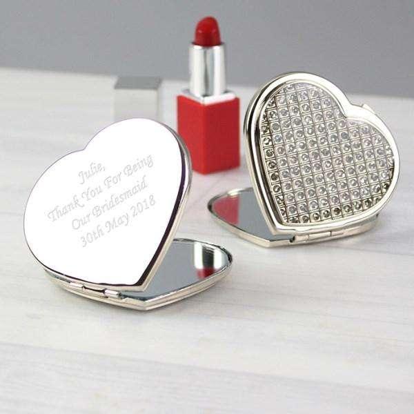 Personalised Diamante Heart Compact Mirror - Myhappymoments.co.uk