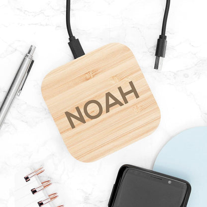 Personalised Bamboo Wireless Charger Pad