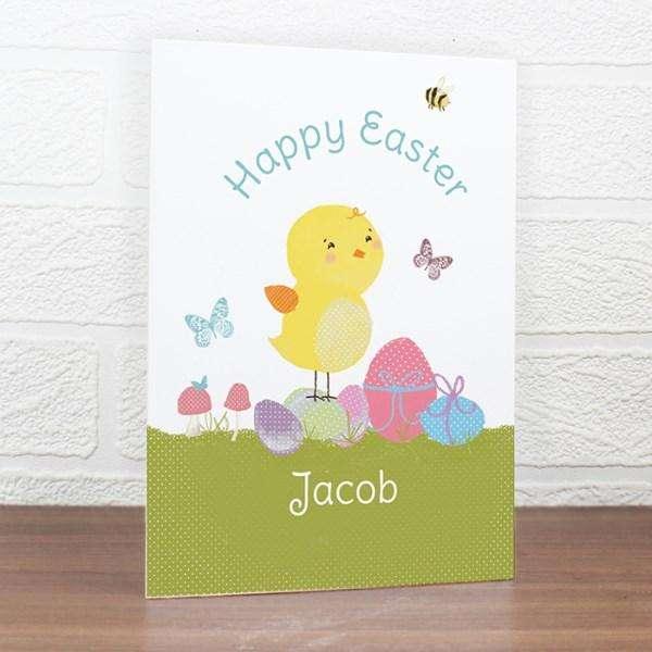 Personalised Easter Meadow Chick Card - Myhappymoments.co.uk