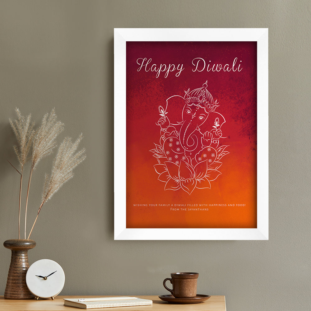 Personalised Diwali Colourful Ganesh Framed Print