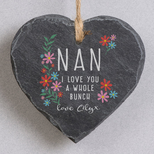 Personalised I Love You A Whole Bunch Hanging Slate Heart