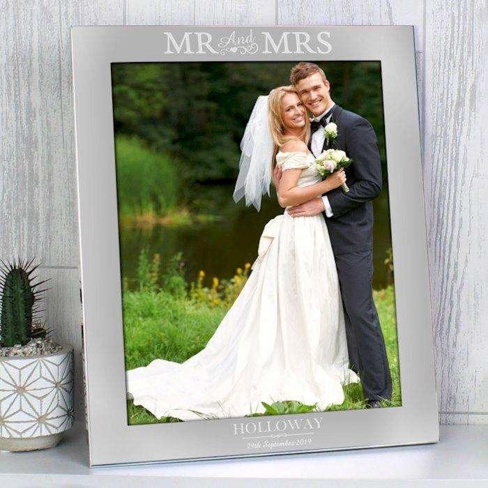 Personalised Mr & Mrs Silver Photo Frame 8x10 - Myhappymoments.co.uk