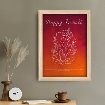 Personalised Diwali Colourful Ganesh Framed Print