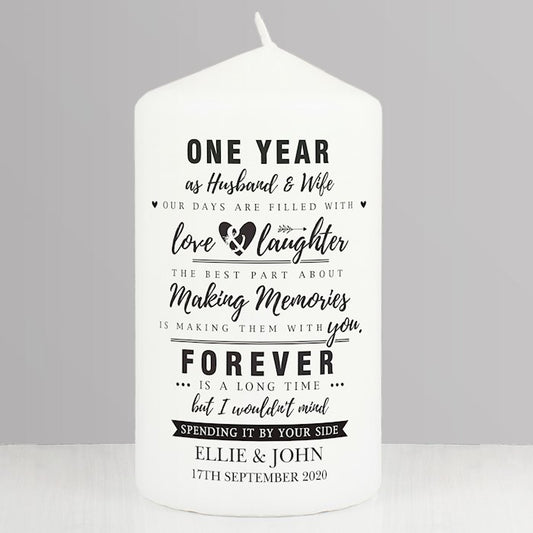 Personalised Anniversary Pillar Candle