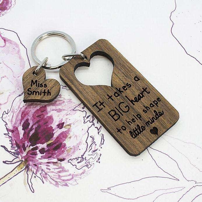 It Takes A Big Heart To Shape Little Minds Keyring - Myhappymoments.co.uk