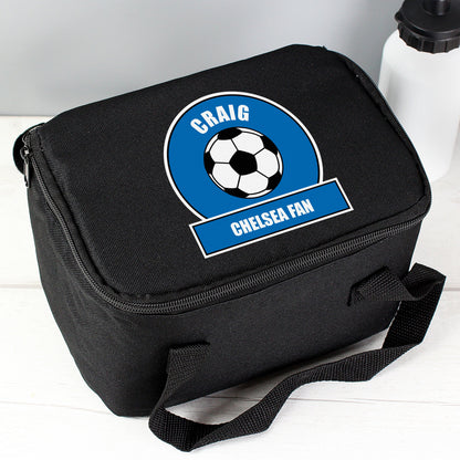 Personalised Dark Blue Football Fan Lunch Bag