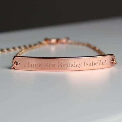 Personalised Rose Gold Tone Bar Bracelet - Myhappymoments.co.uk