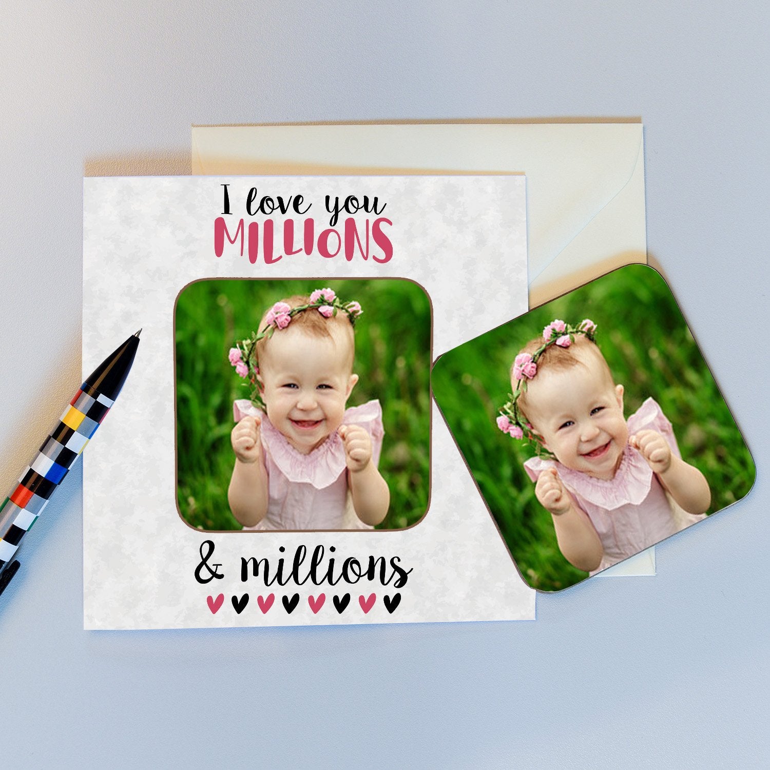 Personalised Photo Coaster Card - I love you Millions...