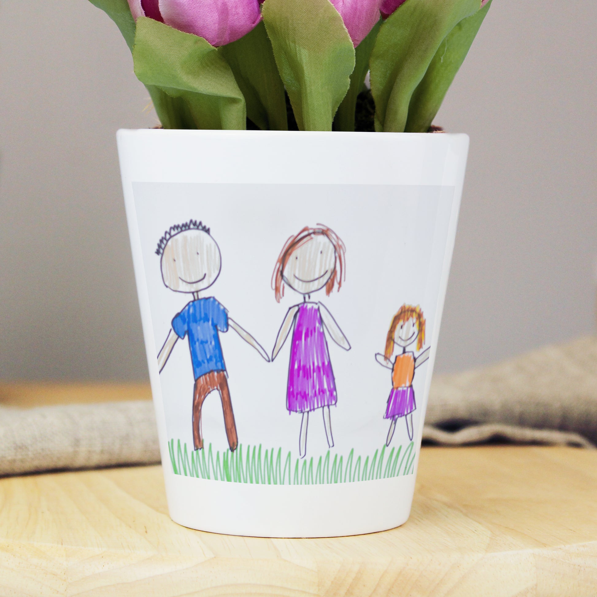 Personalised Childrens Drawing Photo Upload Plant Pot - Gift From Child