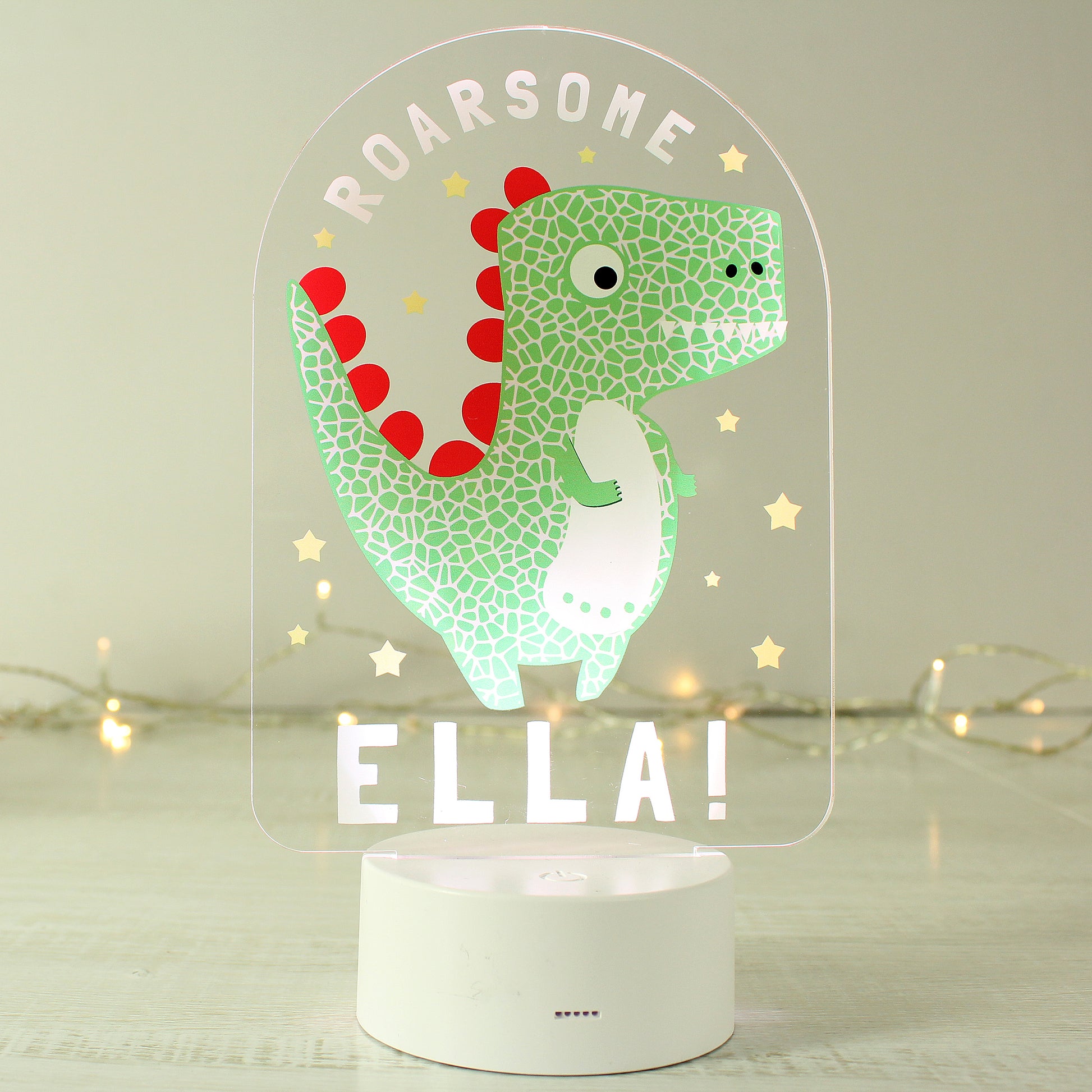 Personalised Roarsome Dinosaur LED Colour Changing Night Light