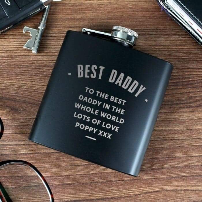 Personalised Any Message Black Hip Flask - Myhappymoments.co.uk