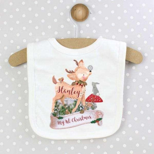 Personalised Christmas Fawn Baby Bib - Myhappymoments.co.uk