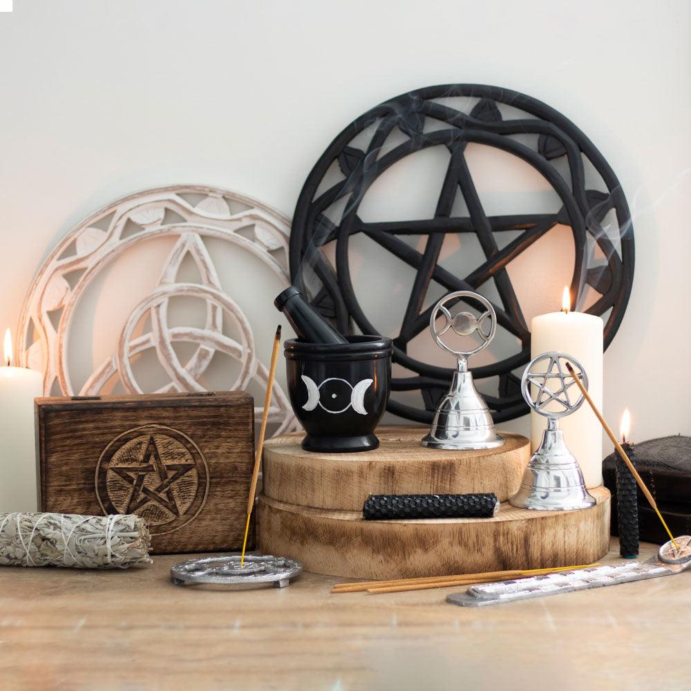 30cm Black Wooden Pentagram Wall Art