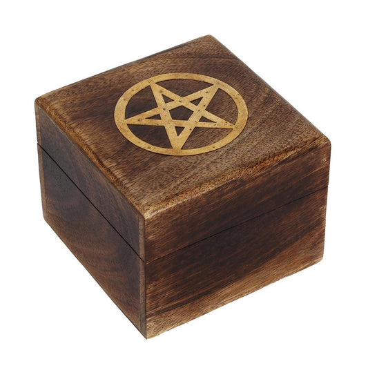 Pentagram Brass Inlay Wooden Box