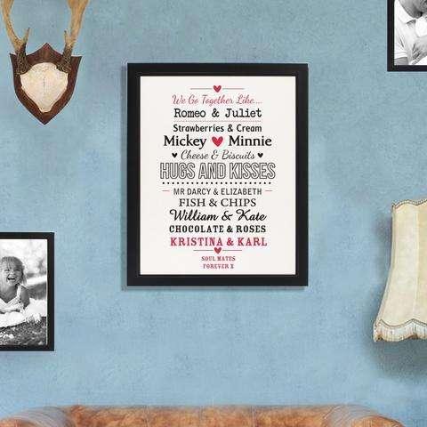 Personalised Couples Framed Poster - Myhappymoments.co.uk