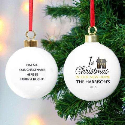 Personalised 1st Christmas in Our New Home Bauble - Myhappymoments.co.uk