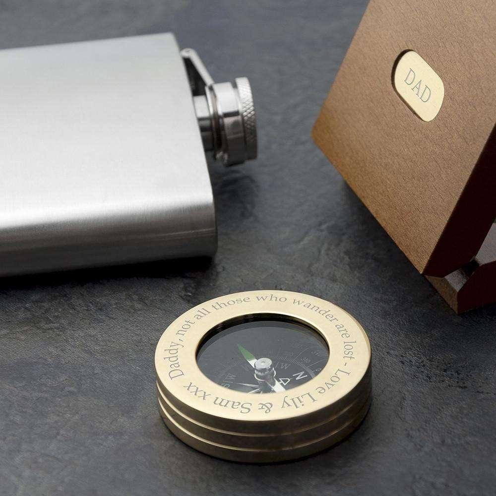 Personalised Brass Travellers Compass & Box - Myhappymoments.co.uk